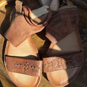 Miz Mooz Brown Studded Leather Sandals
